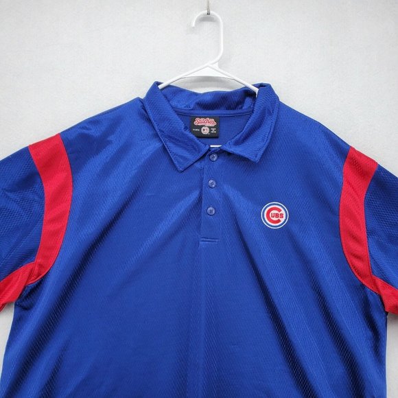 CHICAGO CUBS Shirt Men's Polo By Stiches Logo Blue Baseball Size Extra Large - Picture 7 of 12